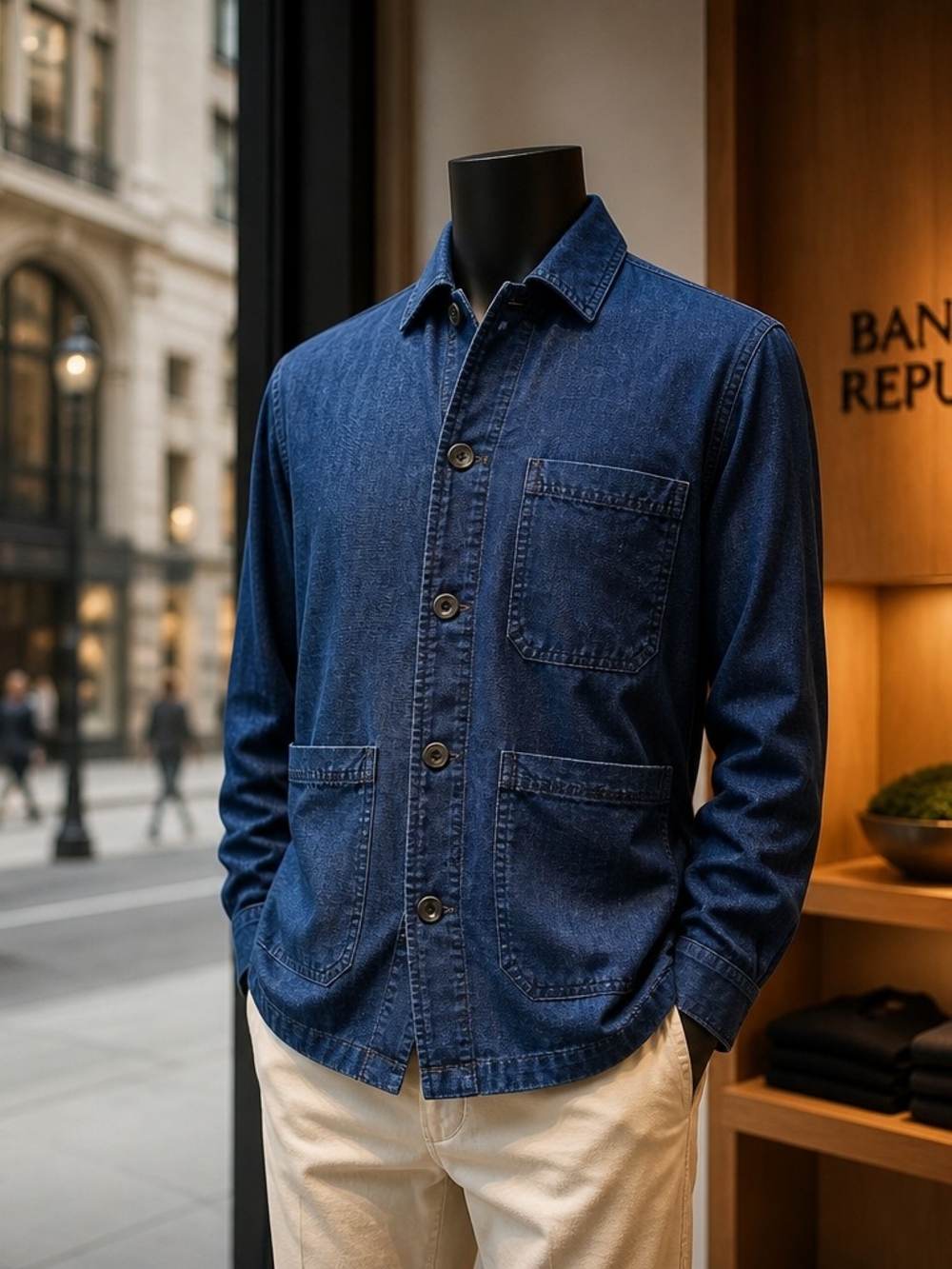Banana Republic Linen Cotton Navy Blue Button Jacket Size S